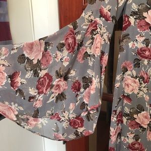 Flowy Floral Dress With Bell Sleeves